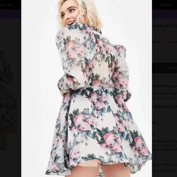 Selkie Garden Mini Puff Baby Doll Dress USA M - Picture 2 of 11